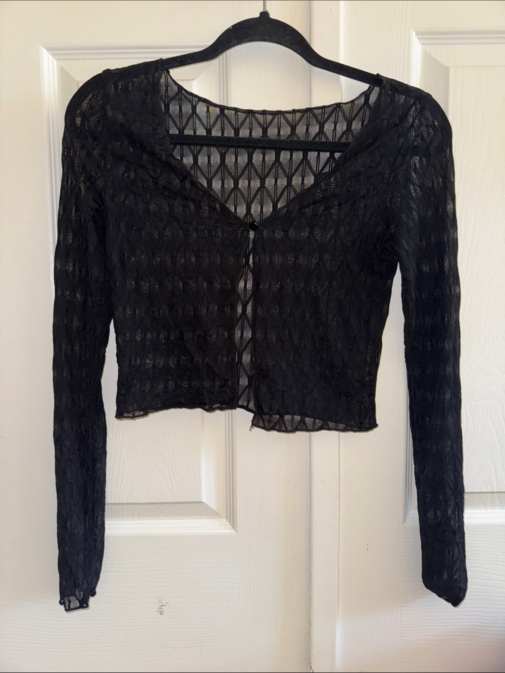 NWOT UO Sheer Black Crochet-Style Button Cardigan